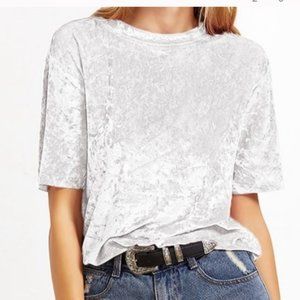 Shein Crushed Velvet White Top